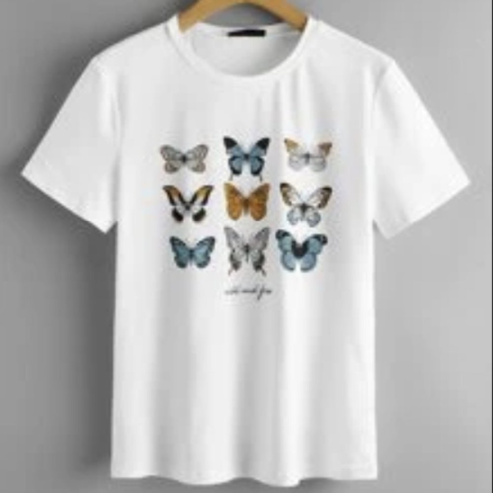 Butterfly & Letter Graphic Tee
